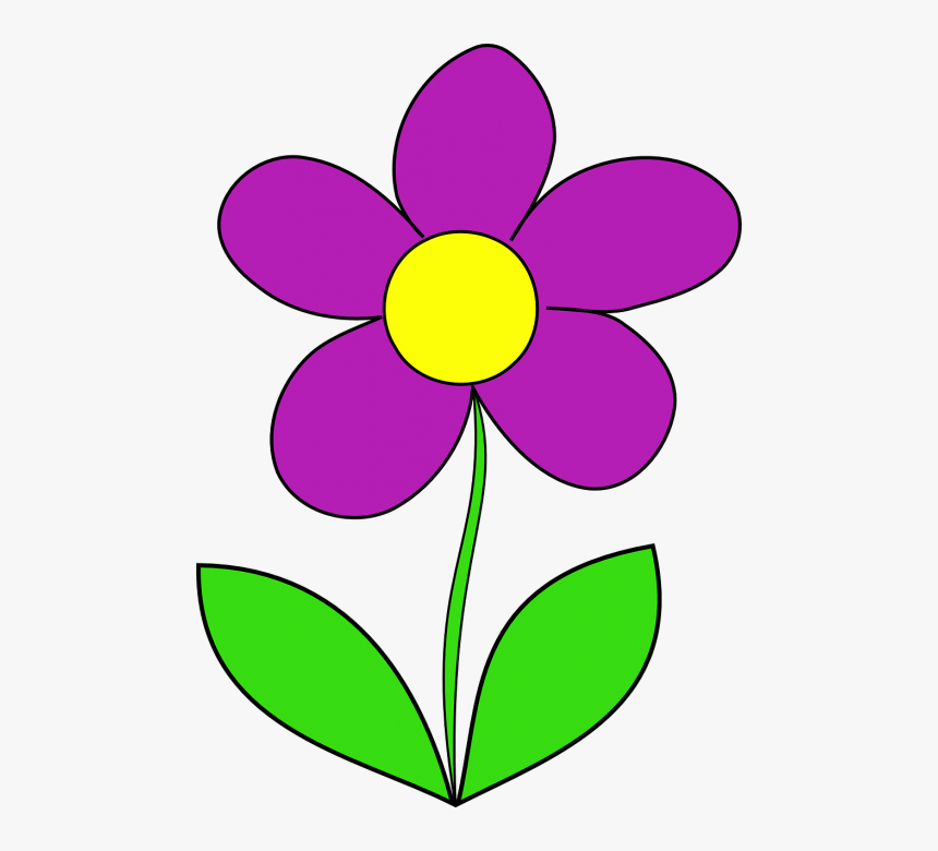 Flower With Stem Clipart - Purple Flower Clipart, HD Png Download, Free Download