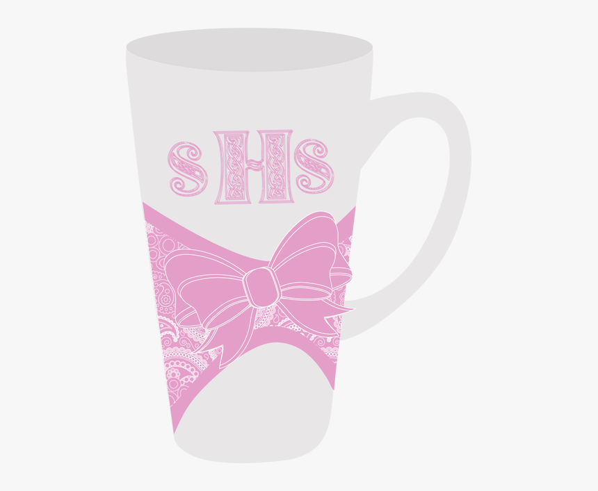 Monogrammed Latte Mug Pink Lace Ribbon Bow Monogram - Mug, HD Png Download, Free Download