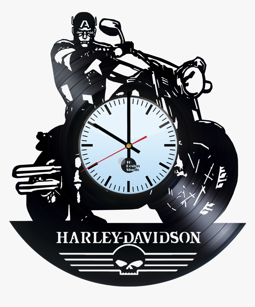 Captain America Harley Davidson Motorcycles Handmade - Harley Davidson Vinyl Clock, HD Png Download, Free Download