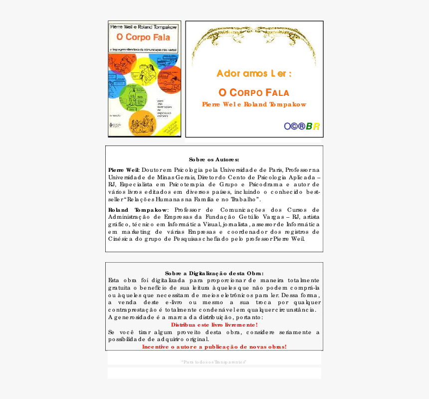 Livro O Corpo Fala, HD Png Download, Free Download