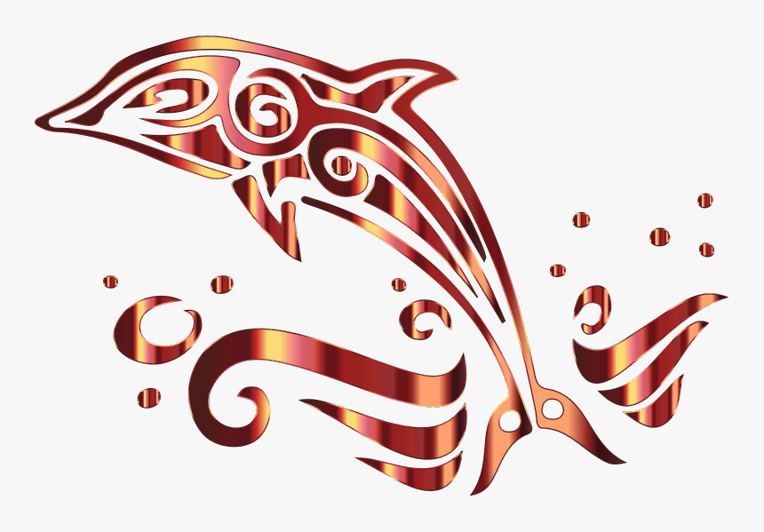 Chromatic Tribal Dolphin 5 No Background - Clipart Black And White Dolphins, HD Png Download, Free Download