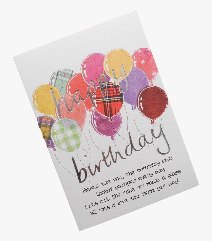 Scottish Birthday Card Tartan Balloons Pink Scots Language - Greeting Card, HD Png Download, Free Download