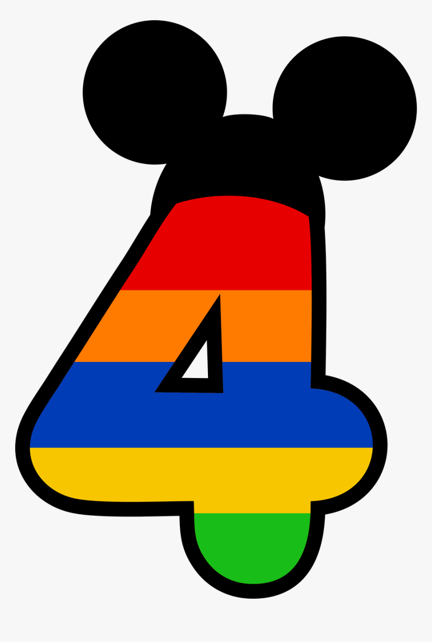 Números Del 1 Al 5 En Rayas De Colores Y Con Orejas - Numero Mickey Mouse Png, Transparent Png, Free Download