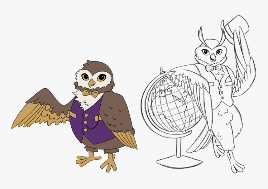 Vector And Sketch Illustratiuons Of Owl Character For - Cartoon, HD Png Download, Free Download