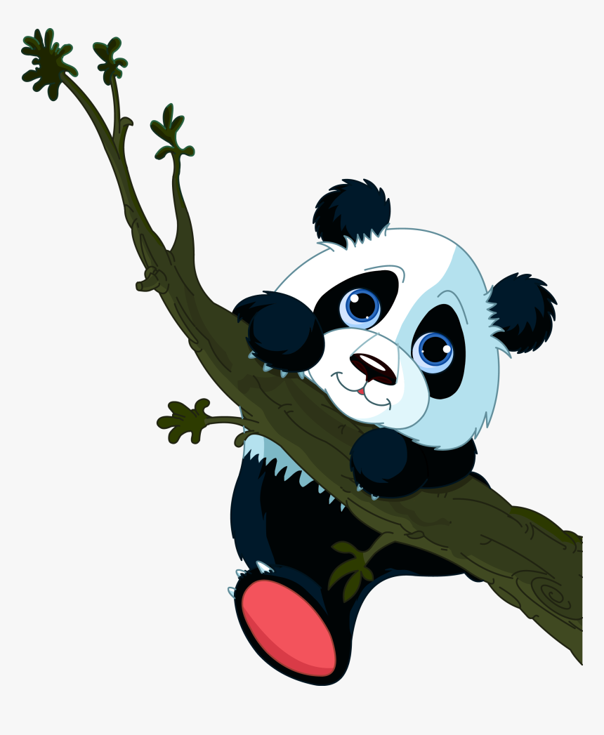 Climbing Cat Clipart Png Black And White Download Giant - Panda Png Cartoon, Transparent Png, Free Download