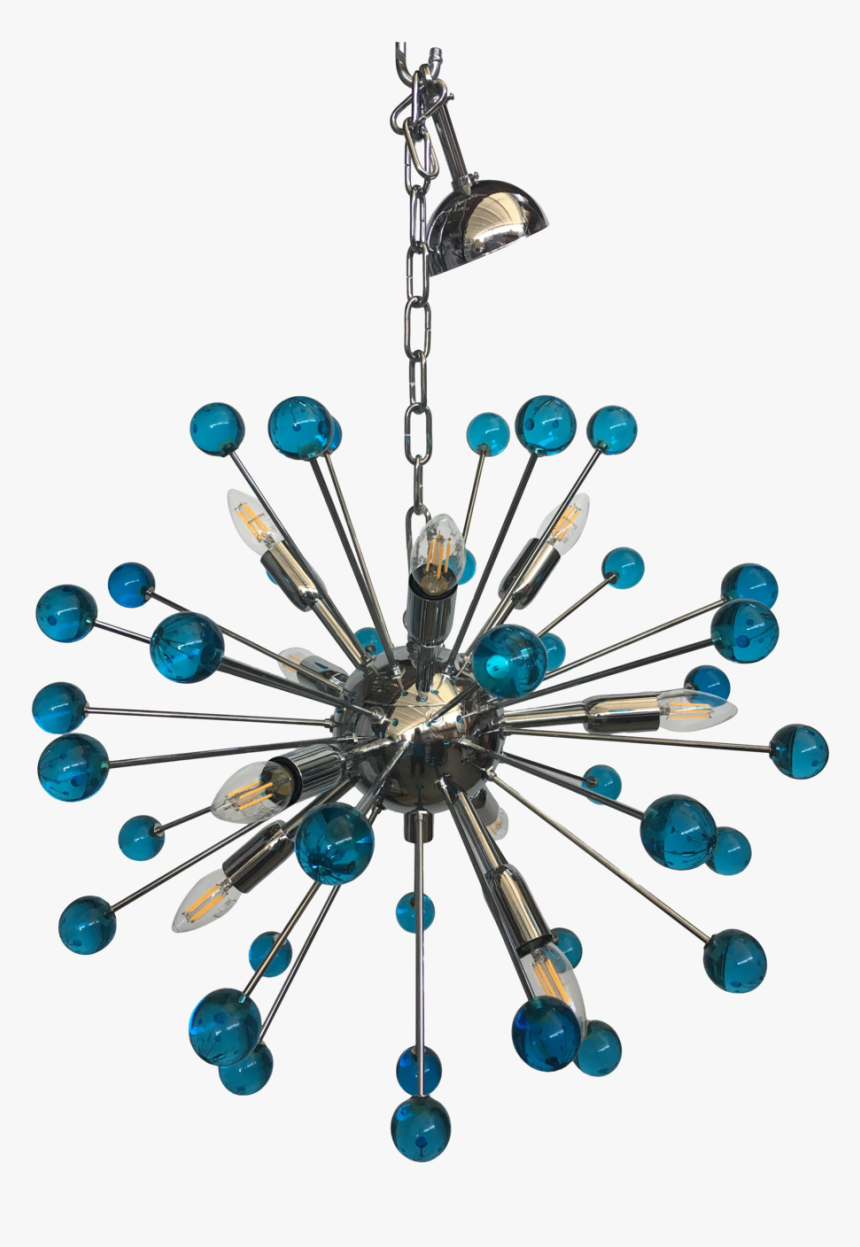 Blue Murano Glass Chandelier In Sputnik Style With - Wall Clock, HD Png Download, Free Download