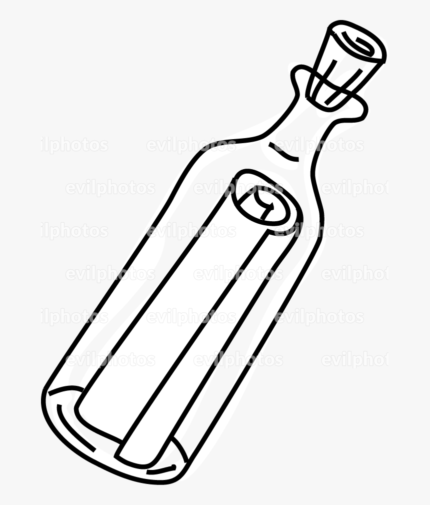 Message In A Bottle Drawing Vector And Stock Photo - Message In A Bottle Outline, HD Png Download, Free Download