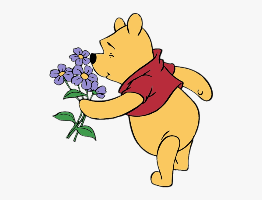 Winnie The Pooh Sniffing Flowers - Smelling A Flower Clipart, HD Png Download, Free Download