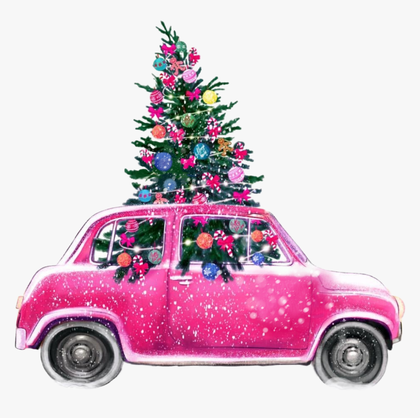 #christmas #pink #car #snow #winter #scchristmastrees - Christmas Day, HD Png Download, Free Download