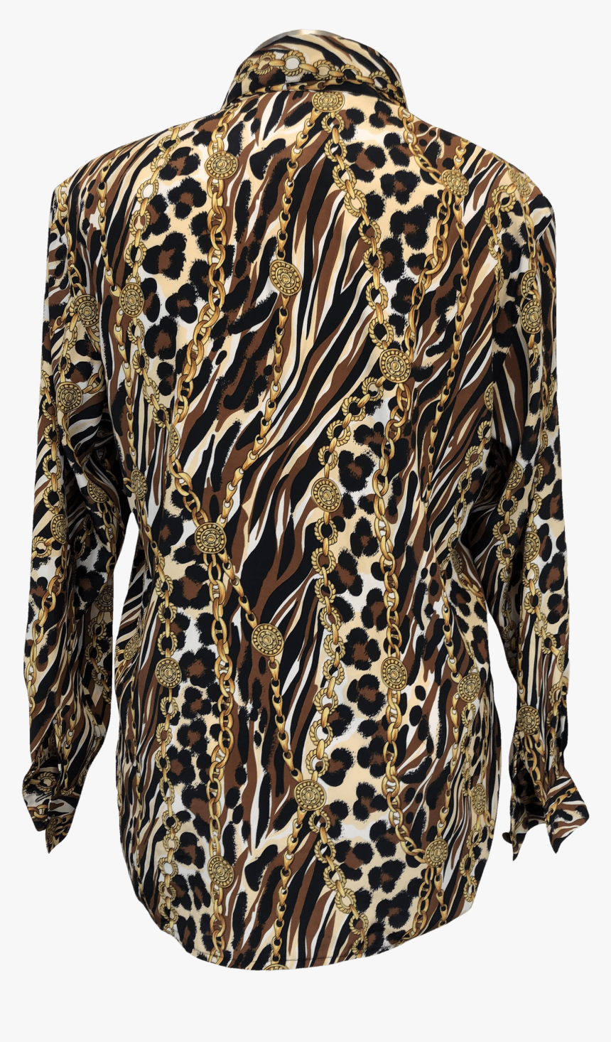 80"s Animal And Chain Print Button Up Blouse By Totonko - Blouse, HD Png Download, Free Download