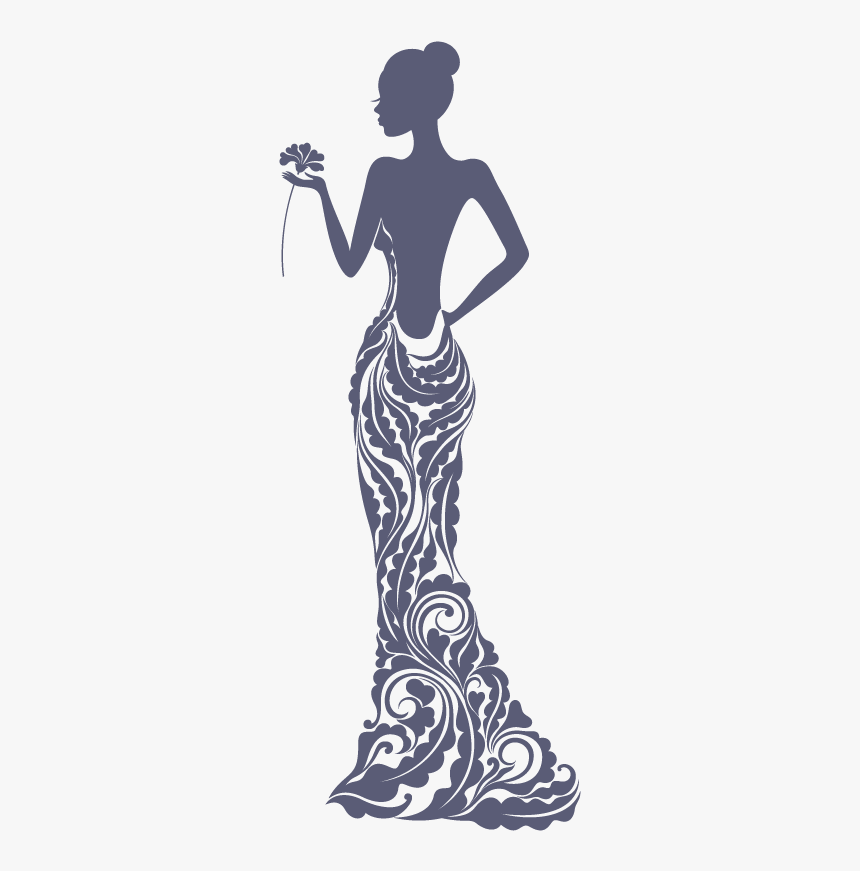 Dress Silhouette Drawing Evening Gown - Silhouette Of Girl In Gown, HD Png Download, Free Download