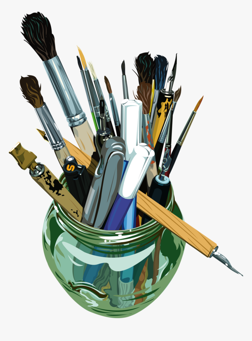 Pencils brushes. Инструменты для рисования. Краски с кисточкой. Принадлежности для живописи. Кисточка для рисования с краской.