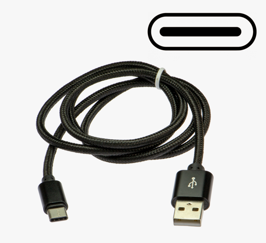 Black Usb-c Charge And Sync Braided Cable - 1200 X 1200 Usb C Charging Cable Png, Transparent Png, Free Download