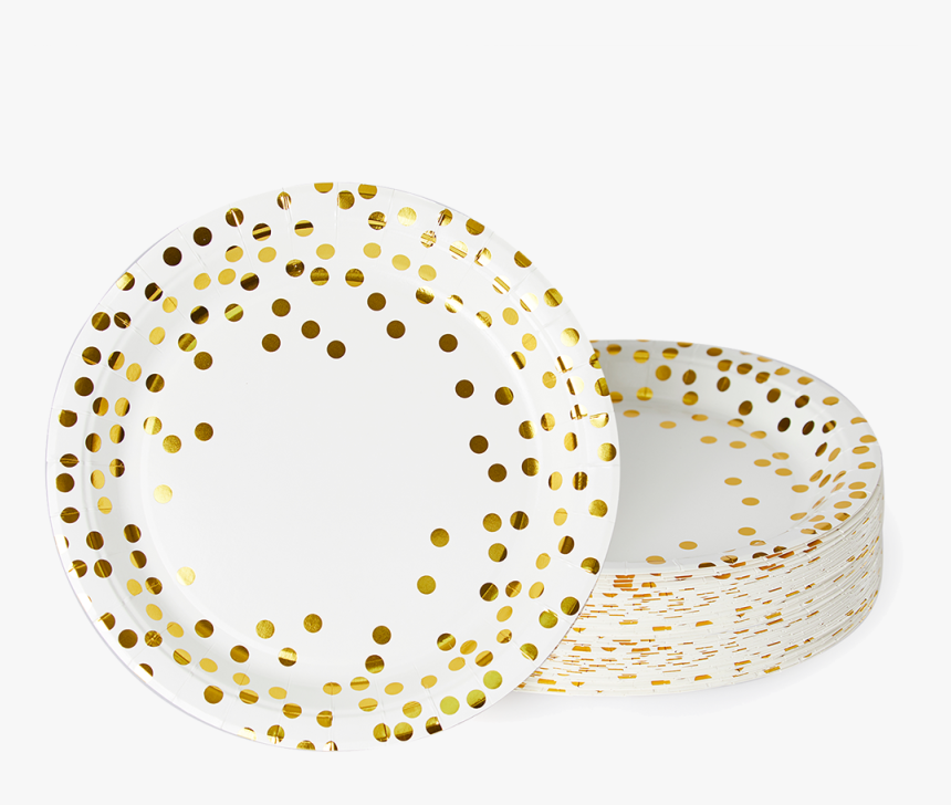 Gold Polka Dot Paper Plates Slider - Circle, HD Png Download, Free Download