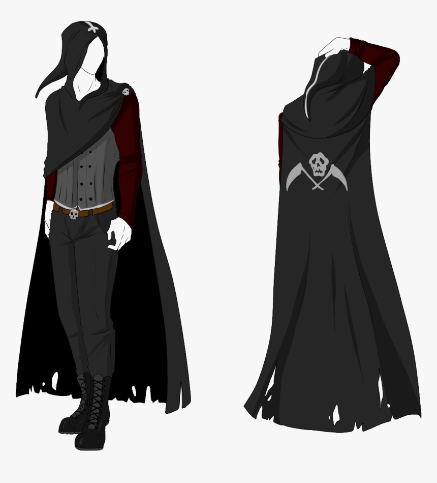 Robes Drawing Cloak Black And White Download - Anime Character With Cloak, HD Png Download, Free Download