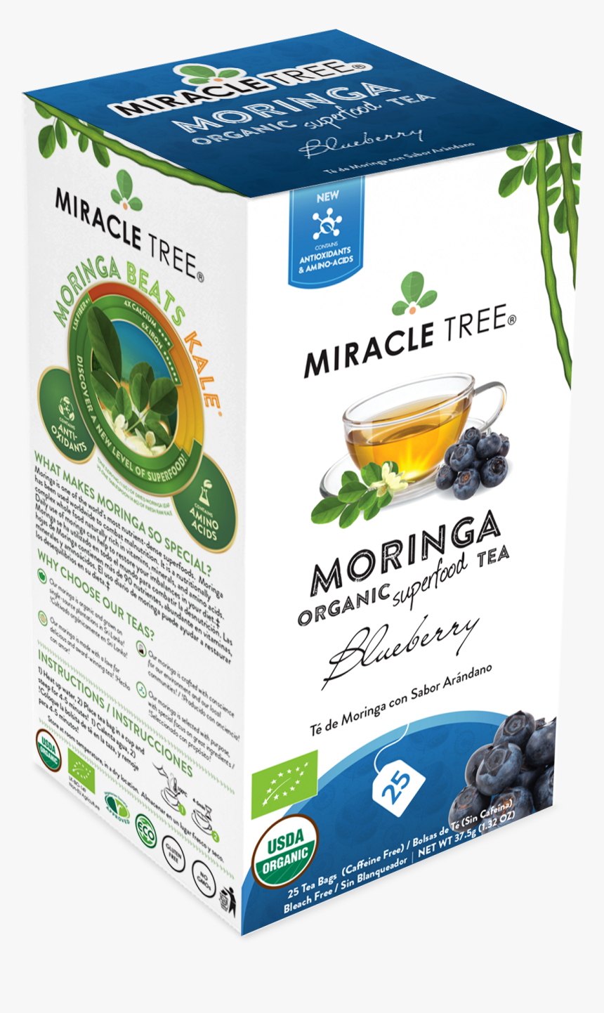 Blueberry Moringa Organic Superfood Tea - Miracle Tree, HD Png Download, Free Download