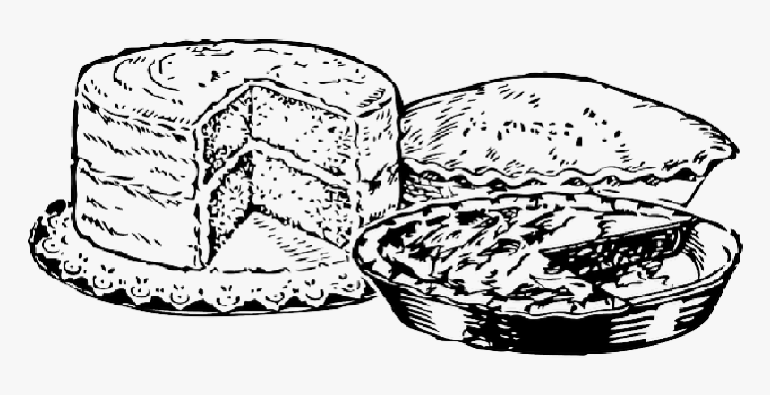 Black, Food, Slice, Cake, Outline, Drawing, White - Desserts Clip Art Black And White, HD Png Download, Free Download