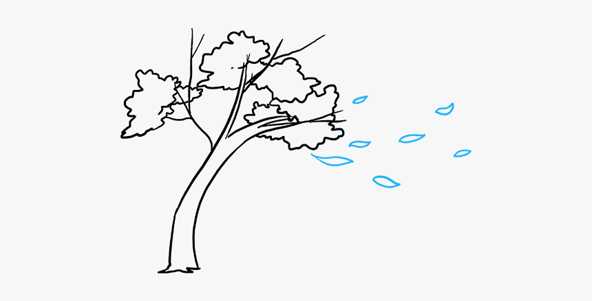 How To Draw Falling Leaves - Easy Fall Tree Drawing, HD Png Download, Free Download