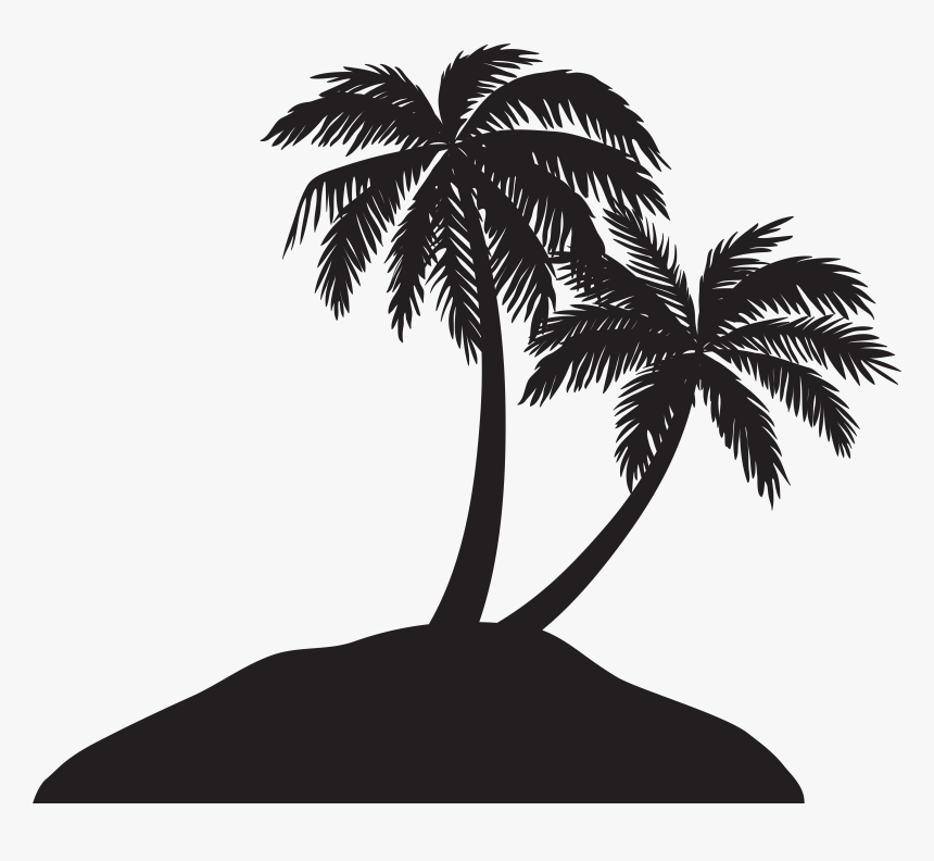 Island With Palm Trees Silhouette Png Clip Art Image, Transparent Png, Free Download