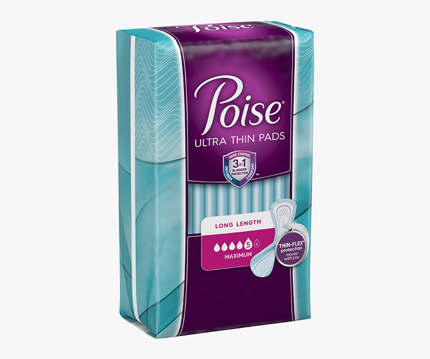 Poise Maximum Thin Shape Package Left - Poise Pads Long, HD Png Download, Free Download