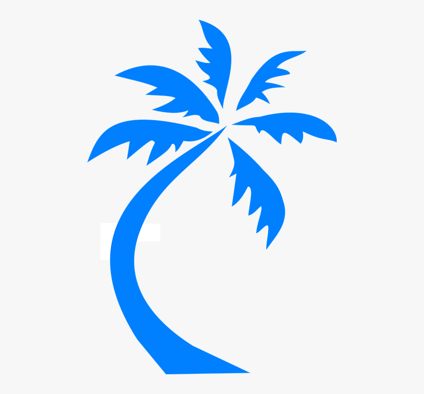 Palm Tree, Palm, Blue, Silhouette, Beach, Tropical - Palm Tree Clipart Black And White Png, Transparent Png, Free Download