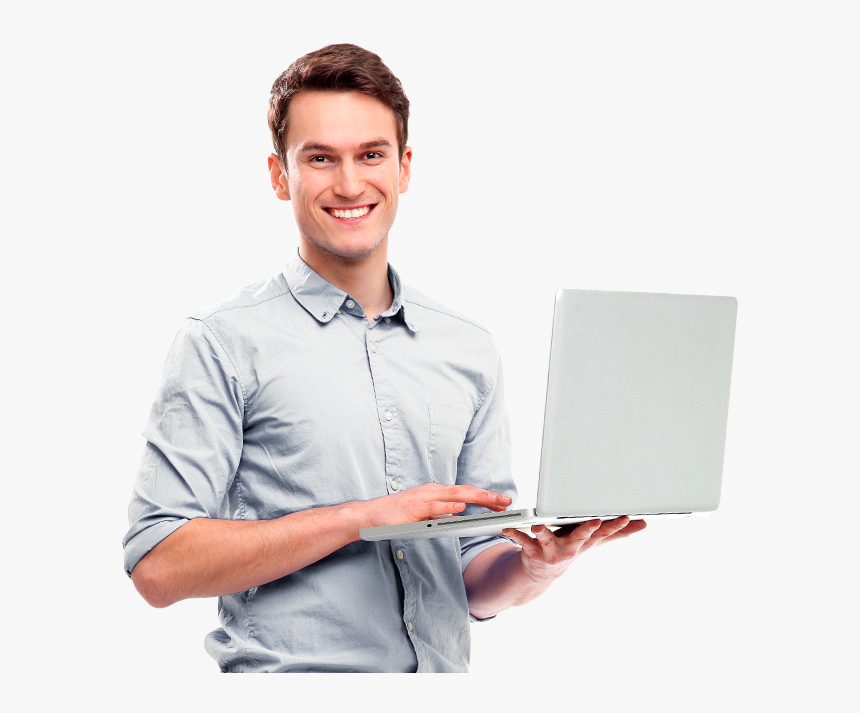 Man With A Laptop Png, Transparent Png, Free Download