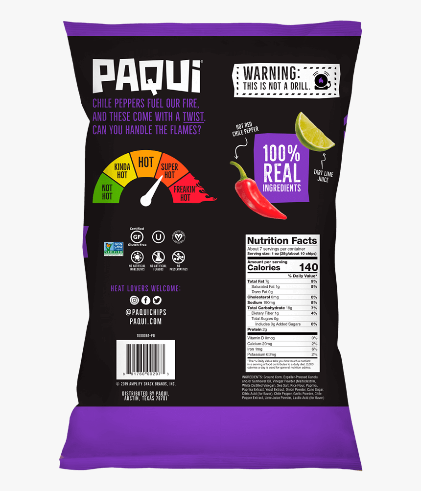 Paqui Ghost Pepper Chips Ingredients, HD Png Download, Free Download