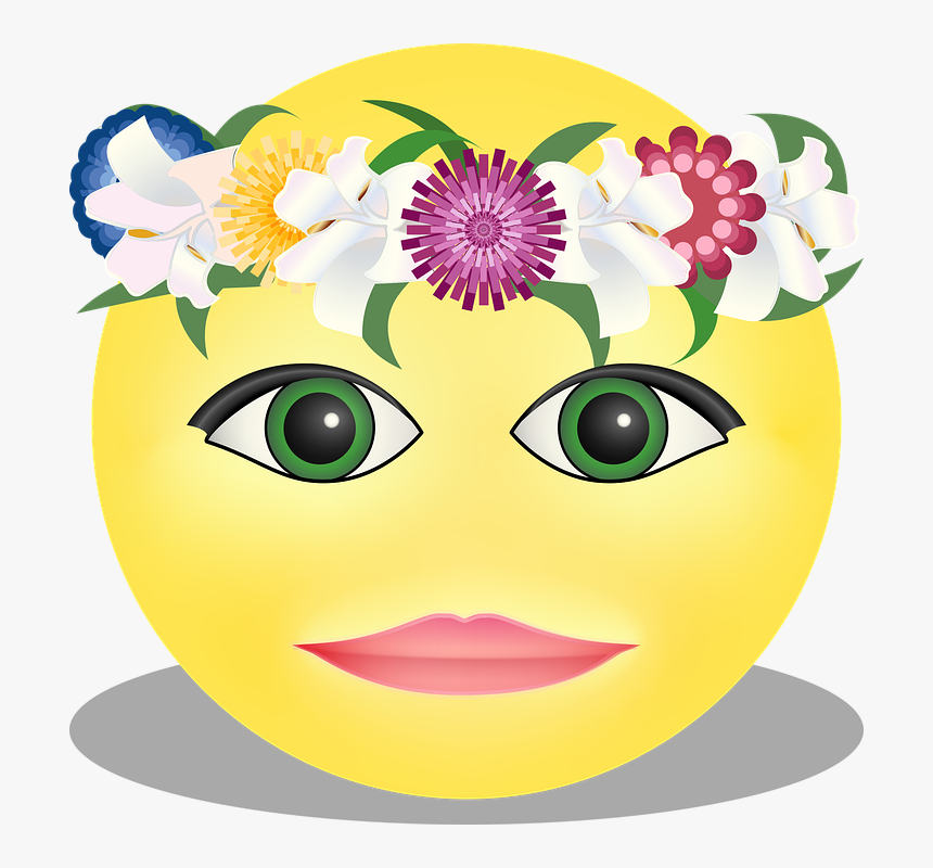 Graphic, Mayday Smiley, Mayday, Emoji, Emoticon - Mujer Con Flores En La Cabeza Animado, HD Png Download, Free Download