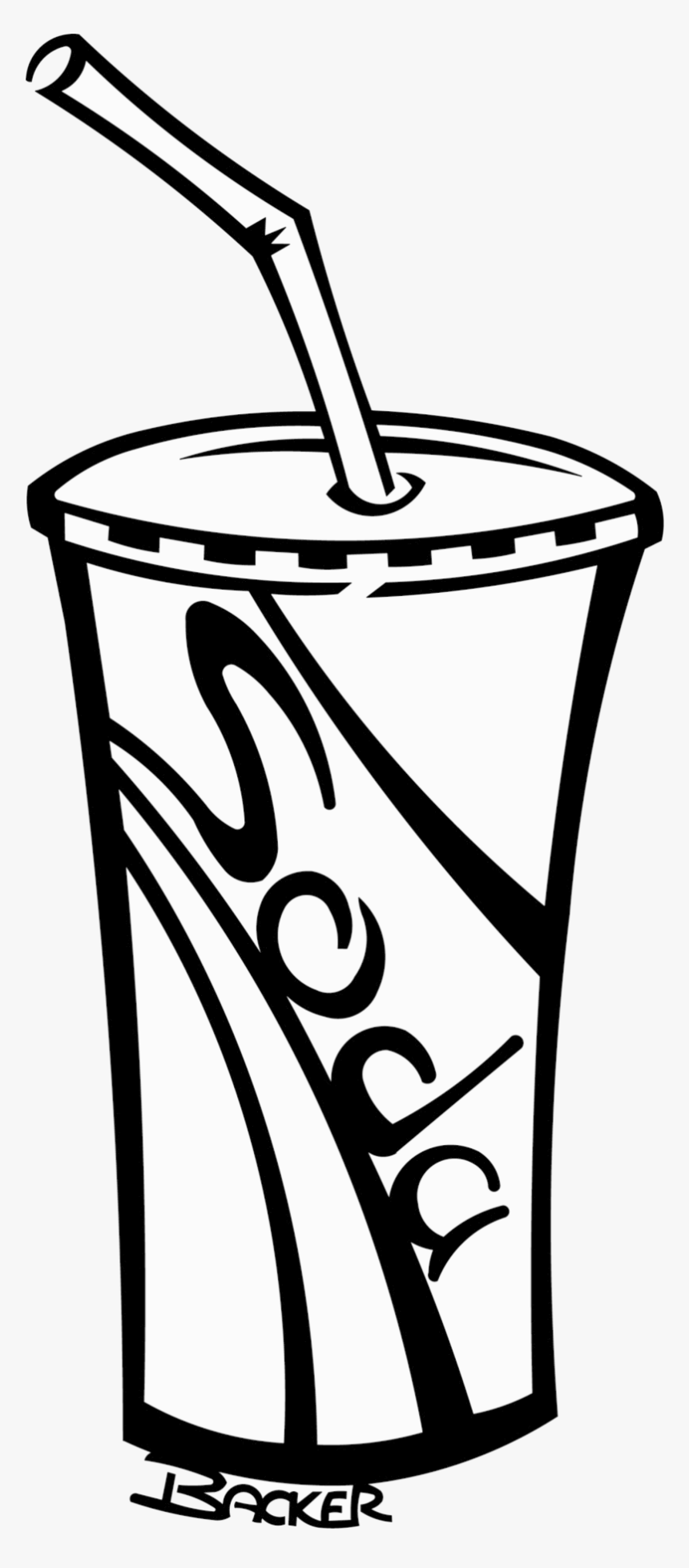Soda Cup Soft Drinks Clipart Black And White Free Transparent - Drawing Of A Soft Drink, HD Png Download, Free Download