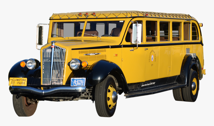 Bus, Yellow, Oldtimer, White, Old, Usa, Isolated - Usa Oldtimer Bus, HD Png Download, Free Download