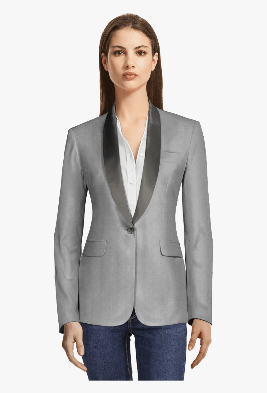 Grey Tuxedo Blazer - Womens Grey Tuxedo Blazer, HD Png Download, Free Download