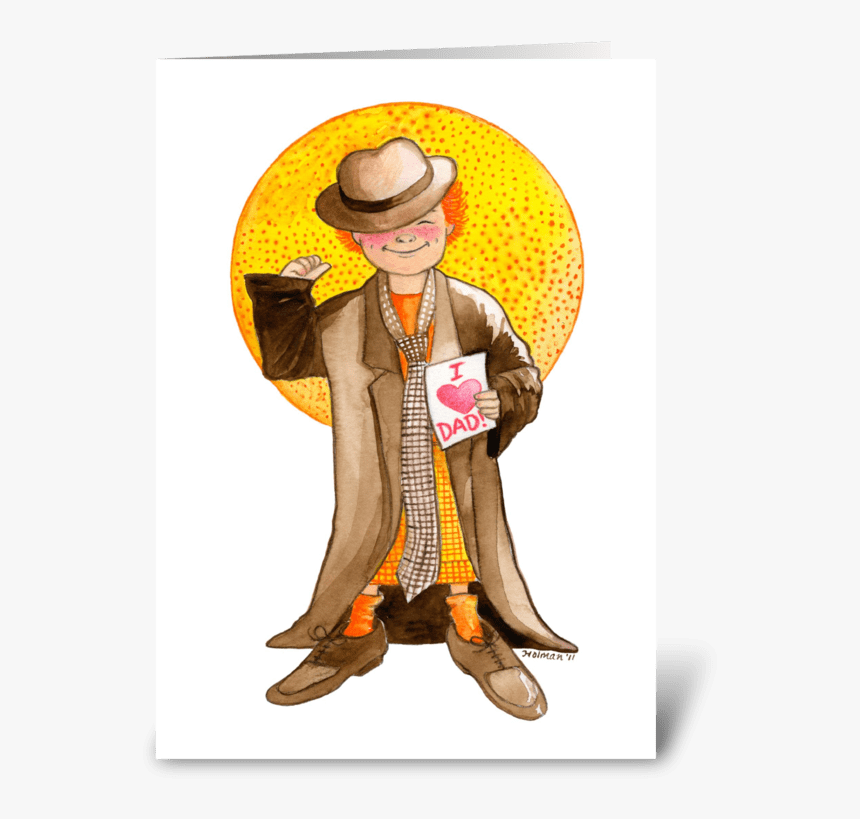 Father"s Day Boy Dressed In Dad"s Suit Greeting Card - Illustration, HD Png Download, Free Download