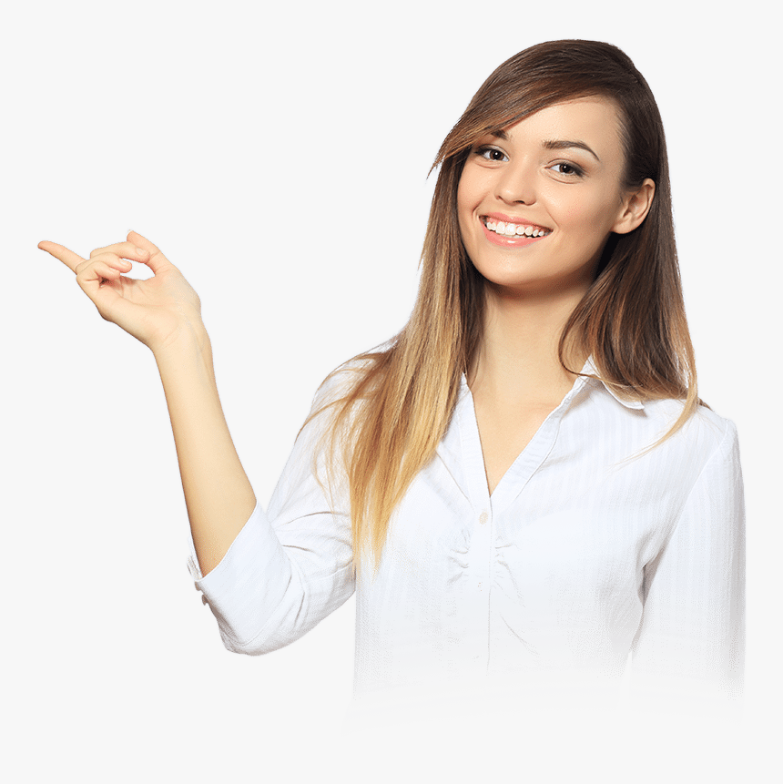 Transparent Finger Pointing Clipart - Smiling Woman No Background, HD Png Download, Free Download