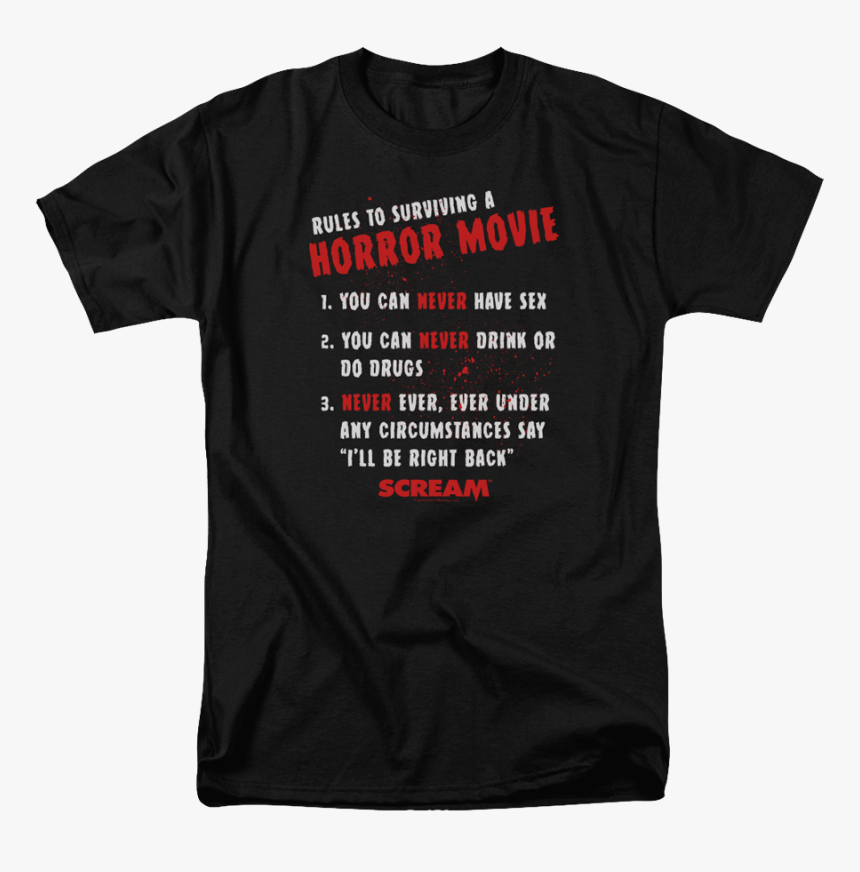 Rules To Surviving A Horror Movie Scream T-shirt - Dare Shirt Png, Transparent Png, Free Download