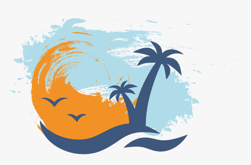 Clip Art Euclidean Icon Palm Transprent - Silhouette Sunset Beach Vector Png, Transparent Png, Free Download
