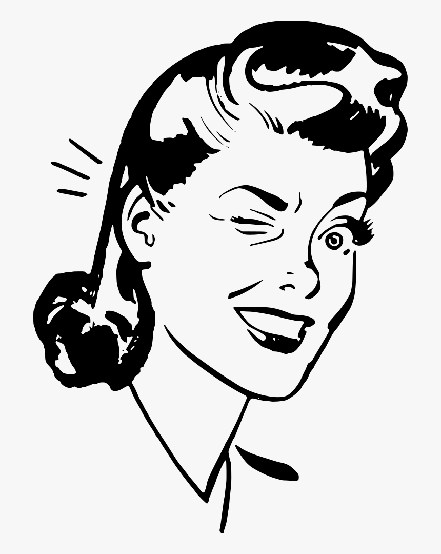 Winking Woman - Retro Woman Clipart, HD Png Download, Free Download