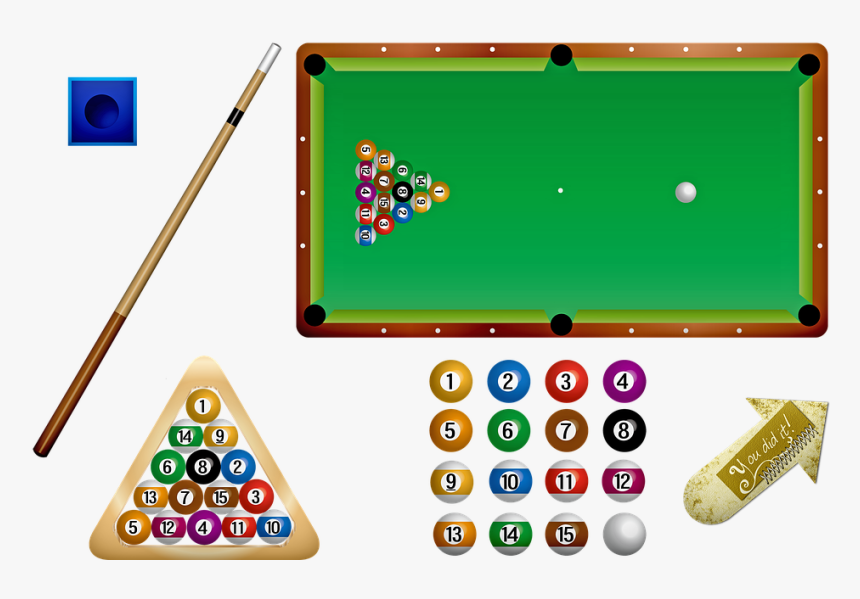 Pool Stick, Pool Table, Pool Balls, Billiards, Pool - Bolas De Billar Dibujo, HD Png Download, Free Download