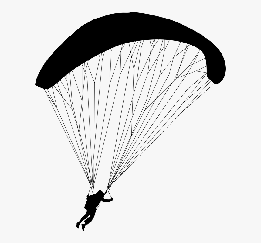 Paragliding, Parachute, Silhouette, Sport, Athlete, - Paragliding Clipart Black And White, HD Png Download, Free Download