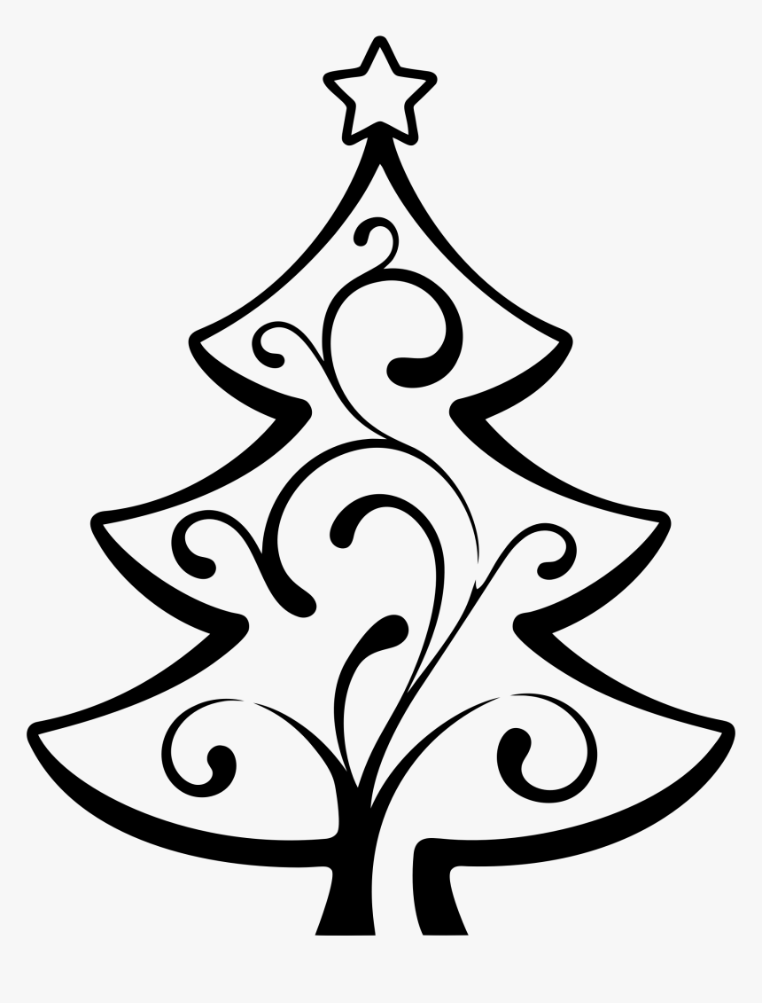 Christmas Tree Line Art - Merry Christmas Tree Silhouette, HD Png Download, Free Download