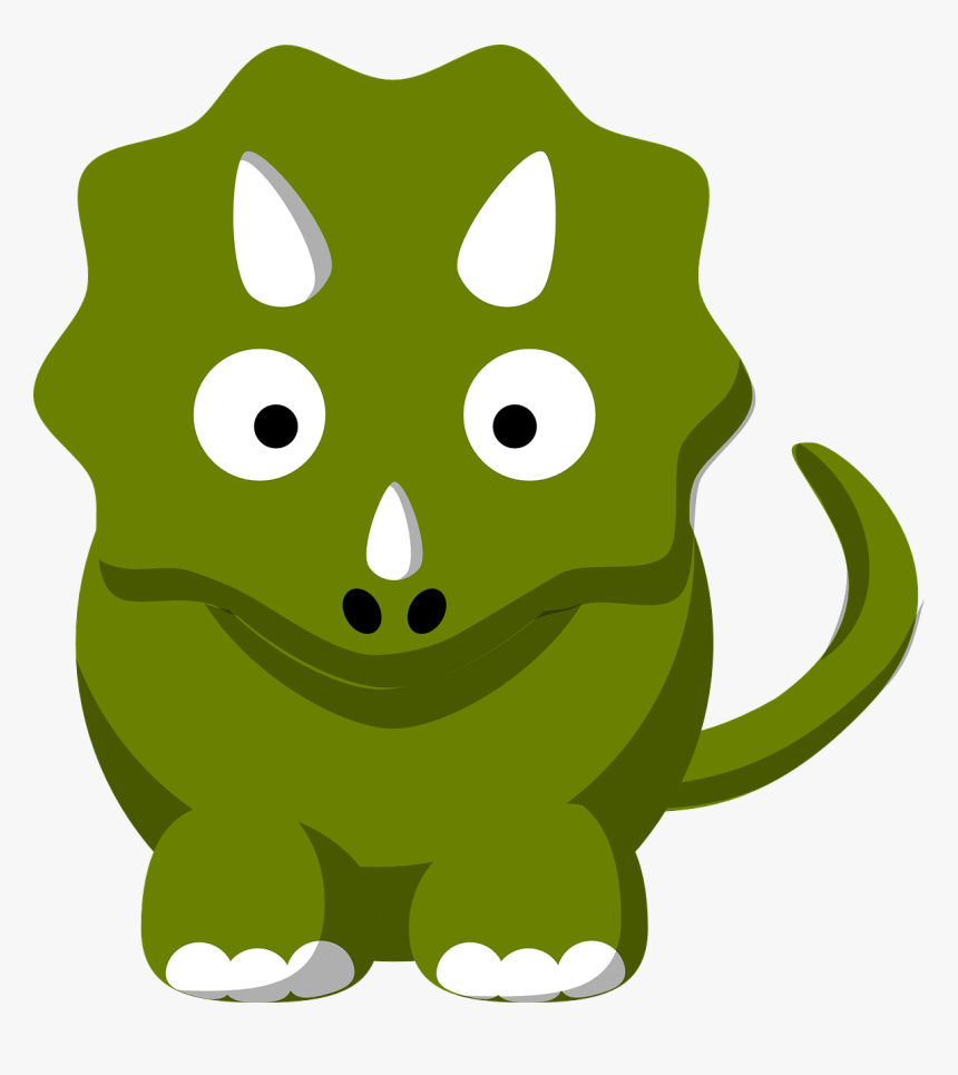 Dino, Dinosaur, Triceratops, Green, Cartoon, Portrait - Dino Png, Transparent Png, Free Download