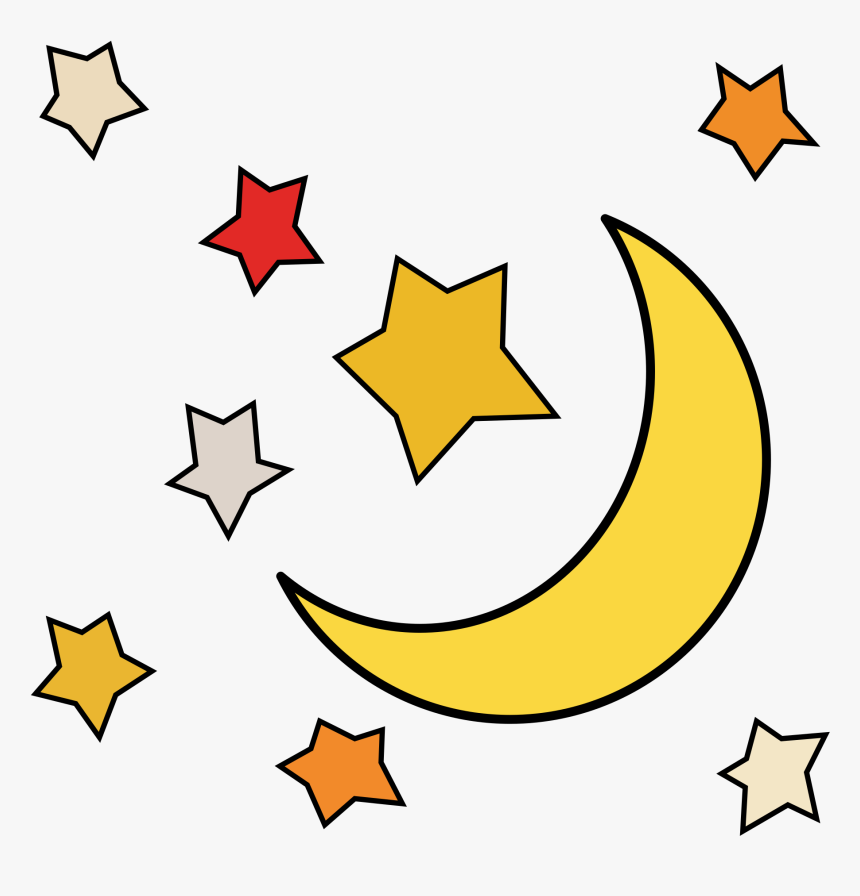 Sun Moon Stars Clipart At Getdrawings - Cartoon Moon And Stars, HD Png Download, Free Download