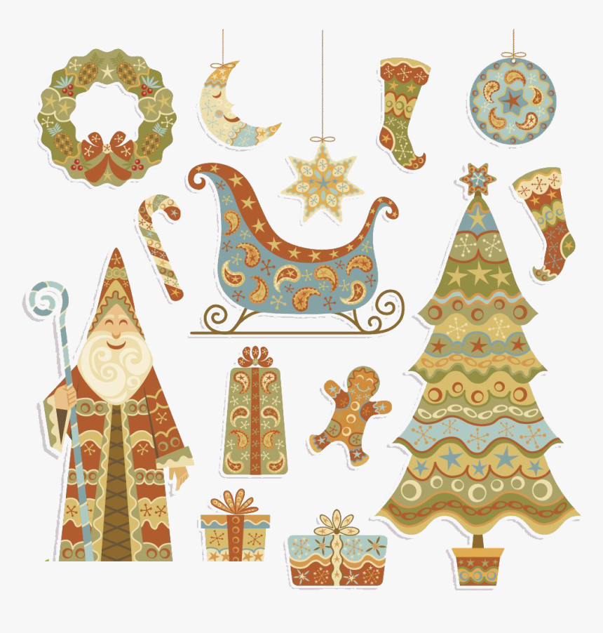 Gift Claus Tree Socks Santa Christmas Stocking Clipart - 手 帐 素材 下载, HD Png Download, Free Download