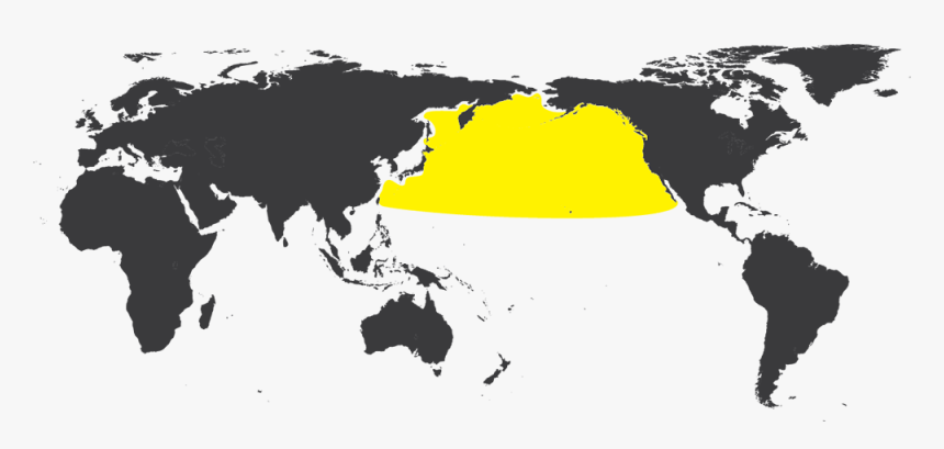 A World Map Highlighting The Area Of The Habitat Of - World Map Australia In Middle, HD Png Download, Free Download