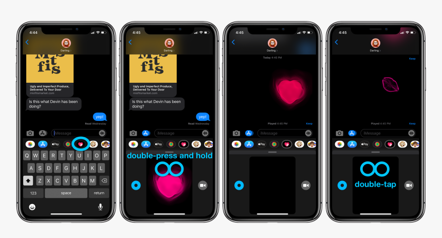 Iphone How To Send Heartbeat Kiss Broken Heart Digital - X App Easter Egg, HD Png Download, Free Download