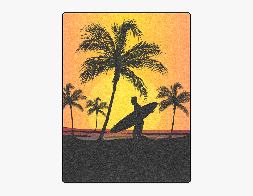 Tropical Surfer At Sunset Blanket 50"x60" - Attalea Speciosa, HD Png Download, Free Download