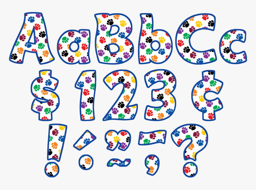 Tcr5348 Colorful Paw Prints Funtastic - Letters In Paw Prints, HD Png Download, Free Download