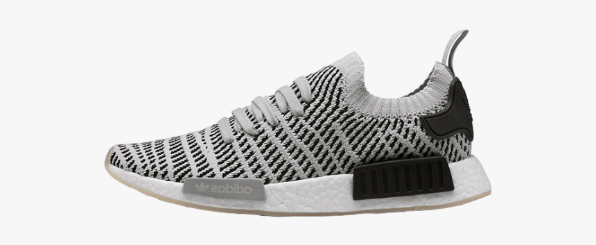 Adidas Nmd R1 Primeknit Stlt Grey White - Adidas Nmd R1 Primeknit Grey And Black, HD Png Download, Free Download