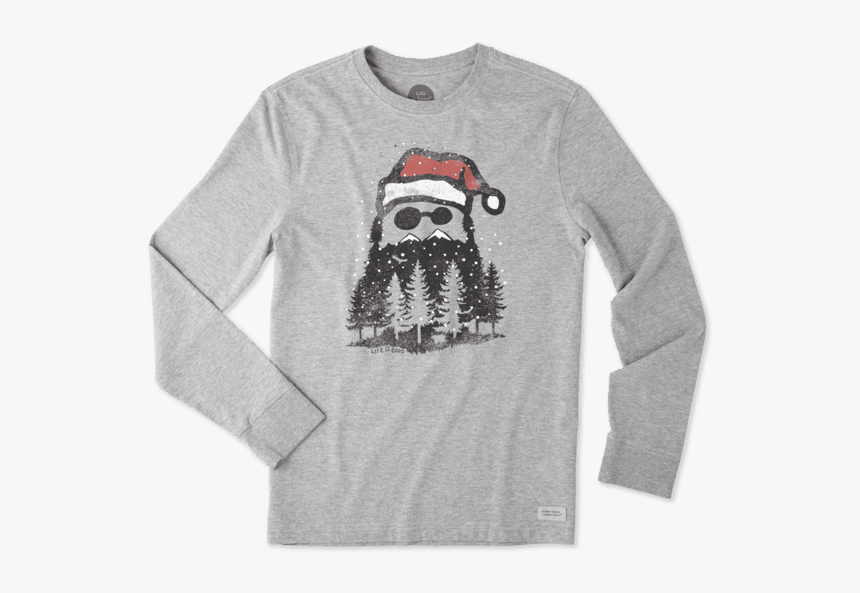 Men"s Holiday Beard Long Sleeve Crusher Tee - Long-sleeved T-shirt, HD Png Download, Free Download