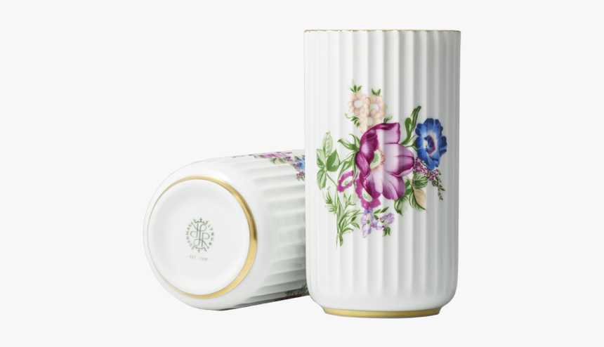 Lyngbyvase With Flower Decoration H15 5 White Porcelain - Malva, HD Png Download, Free Download