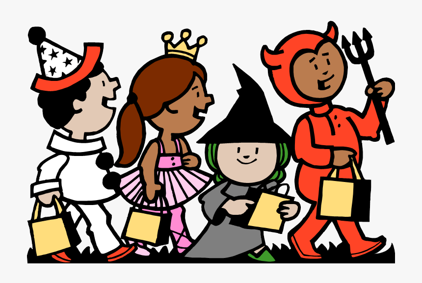 Halloween Parade Clipart Free Clip Library Halloween - Trick Or Treaters Cartoon, HD Png Download, Free Download